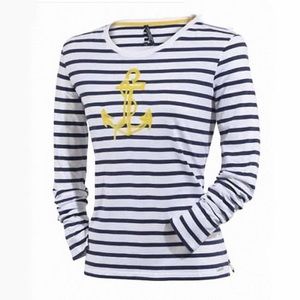 Saint James Blue Mademoiselle Striped Anchor Tee